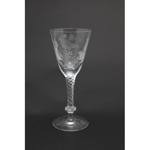 739 - PAIR OF UNUSUALLY LARGE 19THC GLASS RUMMERS, WINE GLASS BY ROBERT ELLISON & ANOTHER WINE GLASS. A pa... 