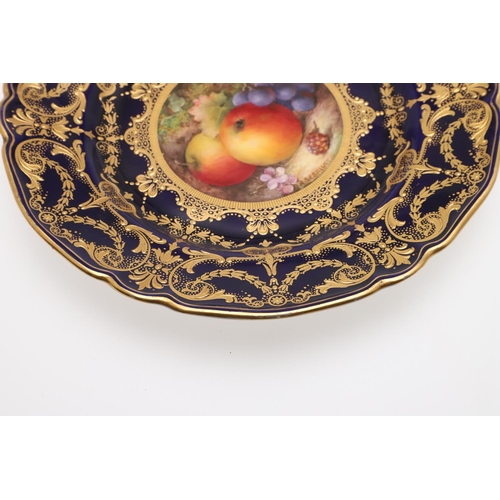 741 - ROYAL WORCESTER SIGNED CABINET PLATE - RICHARD SEBRIGHT. The central panel painted with various frui... 