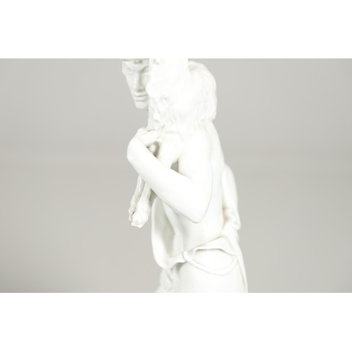 743 - LARGE MEISSEN FIGURE OF A SHEPHERD & GOAT - BLANC DE CHINE. Early 20thc, the large blanc de chine fi... 