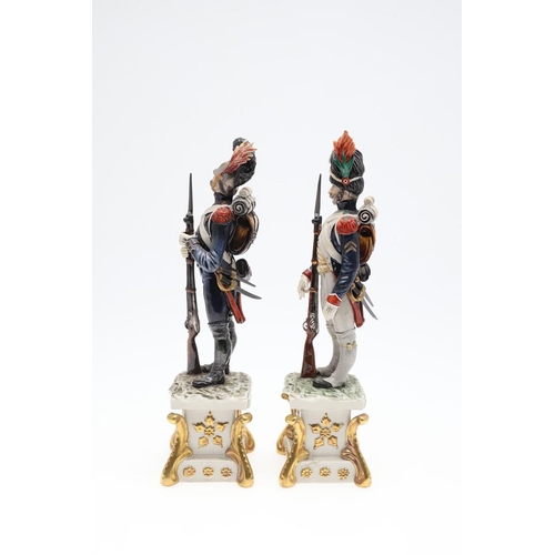 744 - CAPODIMONTE MILITARY FIGURES INCLUDING FIGURES ON HORSEBACK. Including two Military figures on horse... 