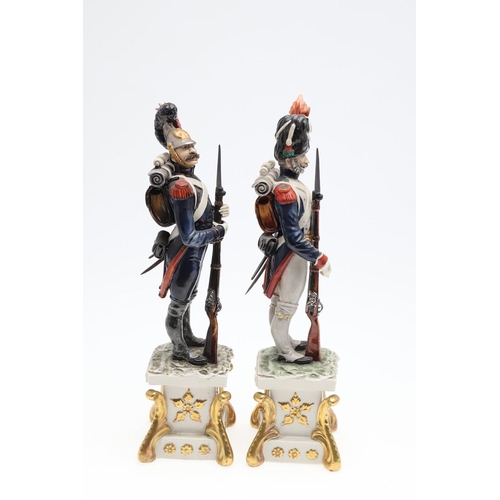 744 - CAPODIMONTE MILITARY FIGURES INCLUDING FIGURES ON HORSEBACK. Including two Military figures on horse... 