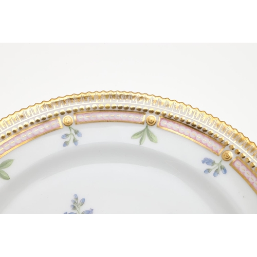 749 - ROYAL COPENHAGEN - FLORA DANICA CABINET PLATE. Titled 'Polygala amara', the centre painted with flow... 