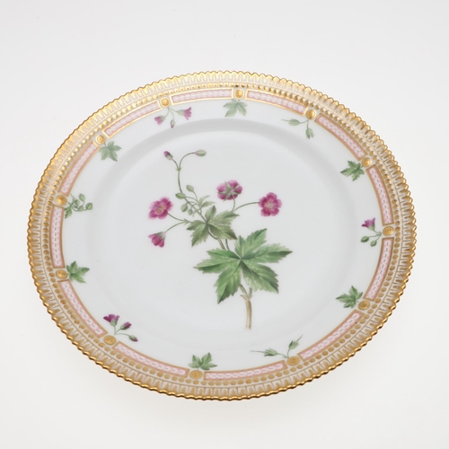 752 - ROYAL COPENHAGEN - FLORA DANICA CABINET PLATE. Titled 'Geranium phoeum', the centre painted with flo... 