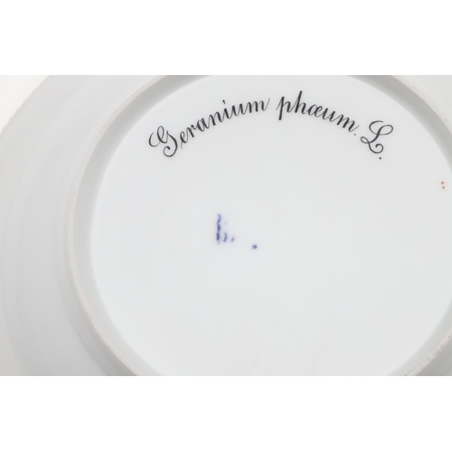 752 - ROYAL COPENHAGEN - FLORA DANICA CABINET PLATE. Titled 'Geranium phoeum', the centre painted with flo... 