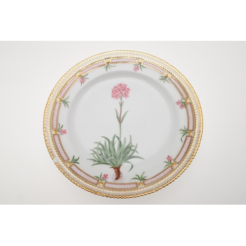 758 - ROYAL COPENHAGEN - FLORA DANICA PLATES. Including three plates of 21.5cms diameter, each with titles... 