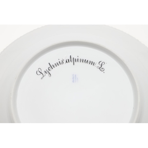 758 - ROYAL COPENHAGEN - FLORA DANICA PLATES. Including three plates of 21.5cms diameter, each with titles... 