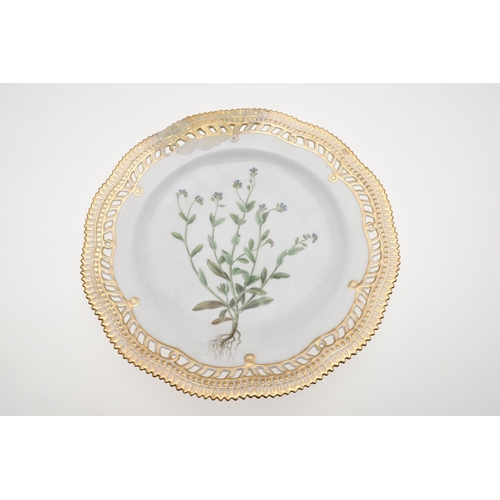 758 - ROYAL COPENHAGEN - FLORA DANICA PLATES. Including three plates of 21.5cms diameter, each with titles... 