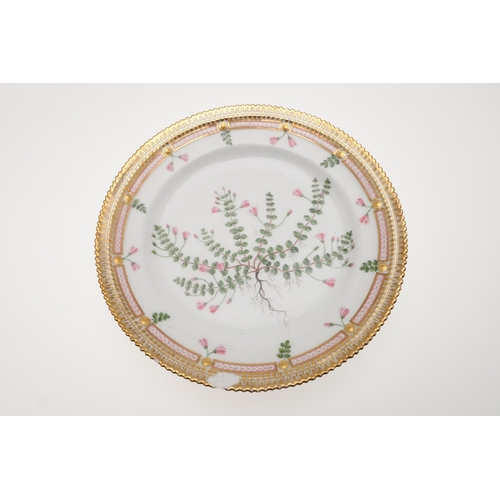 758 - ROYAL COPENHAGEN - FLORA DANICA PLATES. Including three plates of 21.5cms diameter, each with titles... 