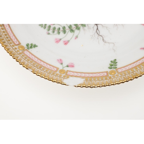 758 - ROYAL COPENHAGEN - FLORA DANICA PLATES. Including three plates of 21.5cms diameter, each with titles... 