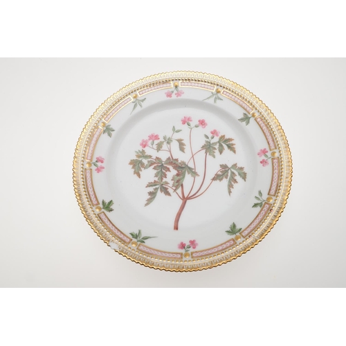 758 - ROYAL COPENHAGEN - FLORA DANICA PLATES. Including three plates of 21.5cms diameter, each with titles... 