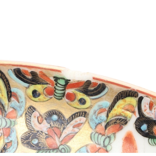 820 - CHINESE LIDDED TUREEN & DISH - BUTTERFLIES & INSECTS. Probably 19thc, the lidded tureen profusely pa... 