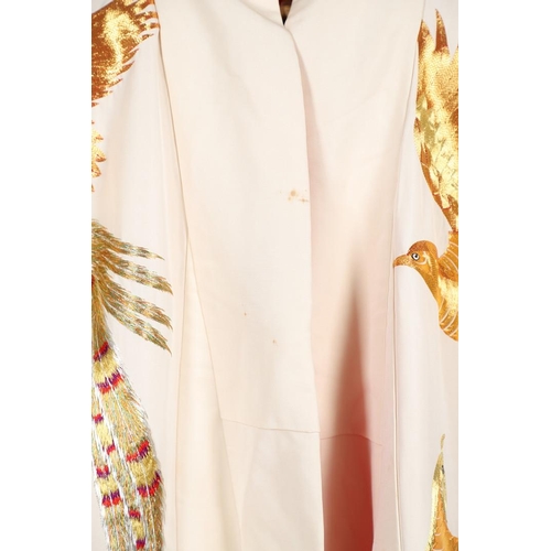 821 - JAPANESE CREAM SILK EMBROIDERED KIMONO, & ANOTHER SILK EMBROIDERED KIMONO. A 20thc large cream silk ... 