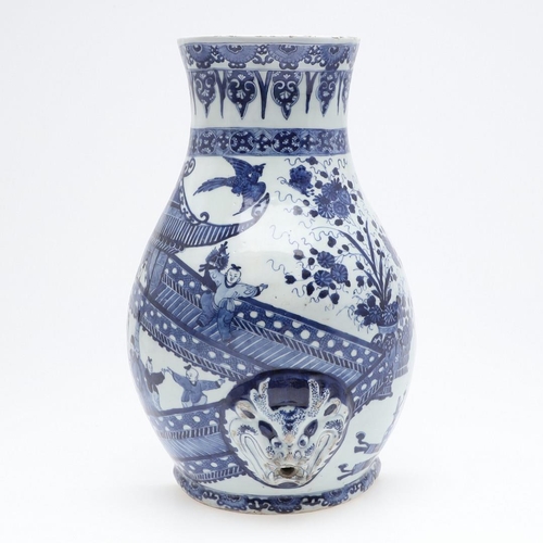 824 - RARE CHINESE BLUE & WHITE WALL CISTERN - KANGXI PERIOD (1662-1722). A rare blue and white baluster w... 