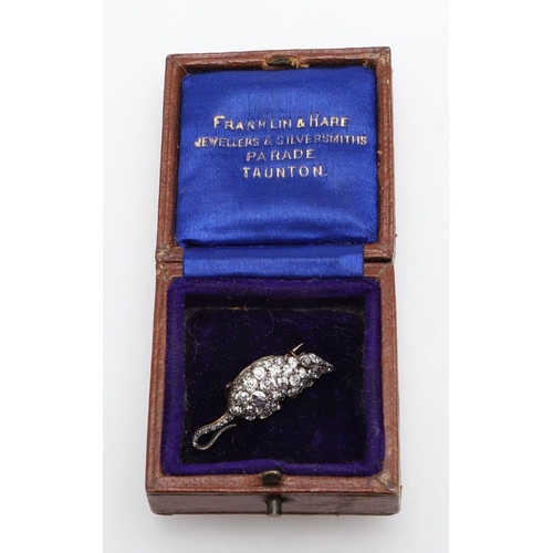 1007 - A VICTORIAN DIAMOND SET MOUSE BROOCH. mounted overall with graduated old-cut diamonds, with cabochon... 