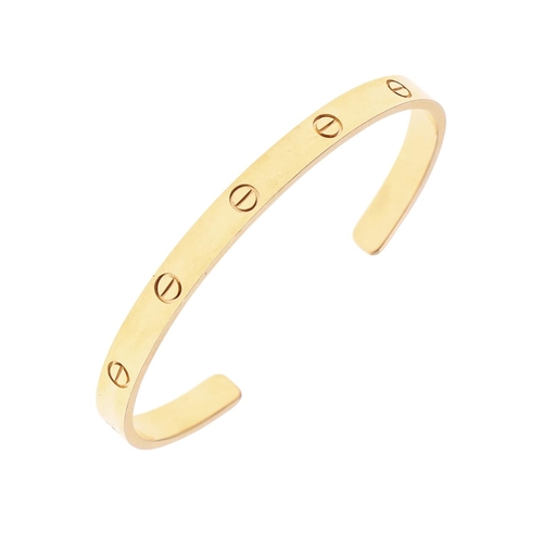 1116 - AN 18CT ROSE GOLD LOVE BANGLE BY CARTIER, signed Cartier to the inside, numbered EQ 4892, internal m... 