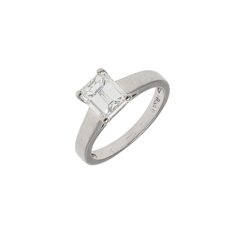 1155 - A DIAMOND SOLITAIRE RING. set with an emerald-cut diamond weighing 1.51 carats in platinum, 4.6 gram... 