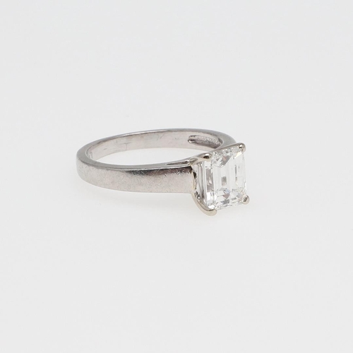 1155 - A DIAMOND SOLITAIRE RING. set with an emerald-cut diamond weighing 1.51 carats in platinum, 4.6 gram... 