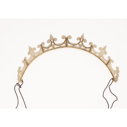 850 - A GEORGIAN SEED PEARL TIARA, EARLY 19TH CENTURY. formed with seed pearls, with mother of pearl fretw... 