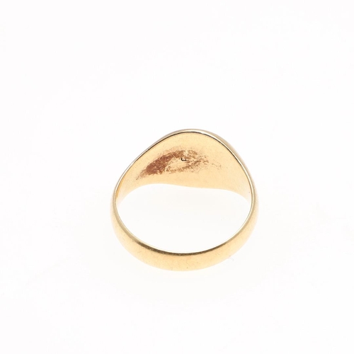 854 - AN 18CT GOLD SIGNET RING. engraved with initials, 7.2 grams, size Q, together with a 9ct gold fancy ... 