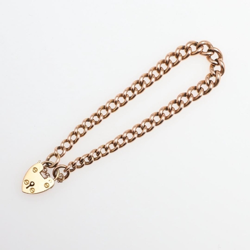 871 - A 9CT GOLD CURB LINK BRACELET. with padlock clasp, each link stamped 9 375, 19cm long, 21.0 grams.  ... 