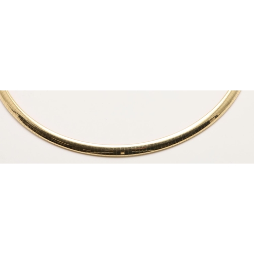 872 - AN 18CT GOLD COLLAR NECKLACE. with concealed clasp, 42cm long, 43 grams.  *Condition:  Some wear, bu... 