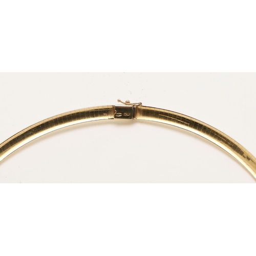 872 - AN 18CT GOLD COLLAR NECKLACE. with concealed clasp, 42cm long, 43 grams.  *Condition:  Some wear, bu... 