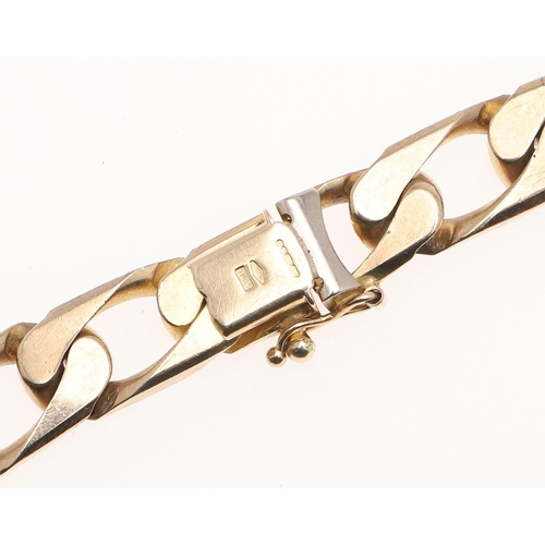 877 - A 9CT GOLD FLAT CURB LINK BRACELET. with concealed clasp, 21cm long, 31.5 grams.  *Condition:  Some ... 