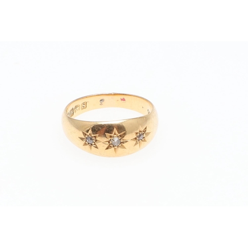 891 - AN 18CT GOLD WEDDING BAND. with engraved decoration, 4.5 grams, size R, together with a wide 18ct go... 