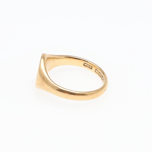 892 - AN 18CT GOLD SIGNET RING. engraved with initials, 8.7 grams, size R 1/2, together with another 18ct ... 