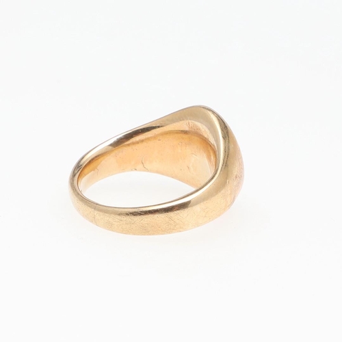 896 - A 14CT GOLD SIGNET RING. engraved with a crest, 9.3 grams, size H, together with a 22ct gold wedding... 