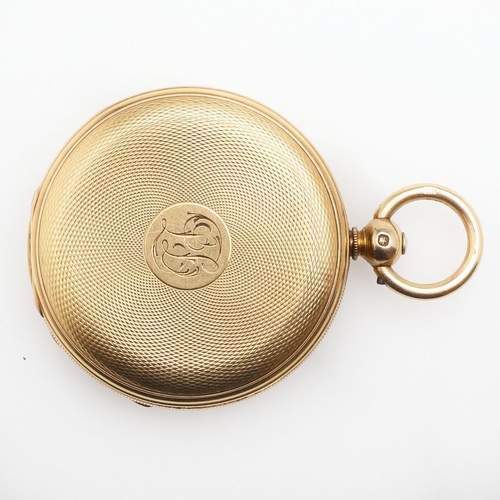 912 - AN 18CT GOLD FULL HUNTING CASED POCKET WATCH. the white enamel dial with Roman numerals and subsidia... 