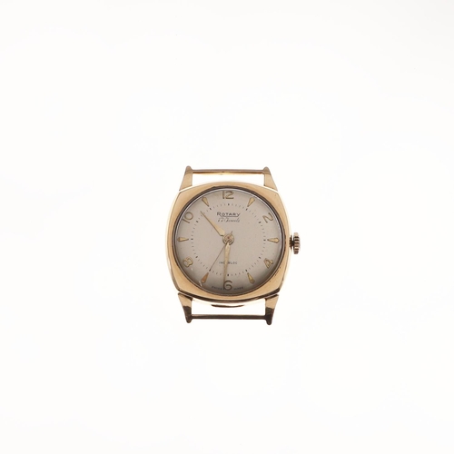 942 - A GENTLEMAN'S 9CT GOLD WRISTWATCH BY ROTARY. the signed circular dial alternately set with Arabic an... 