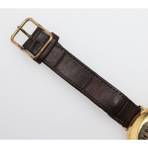 947 - AN 18CT GOLD OFFICER'S TRENCH WATCH 1ST WORLD WAR, CIRCA 1915. the white enamel dial with Arabic num... 