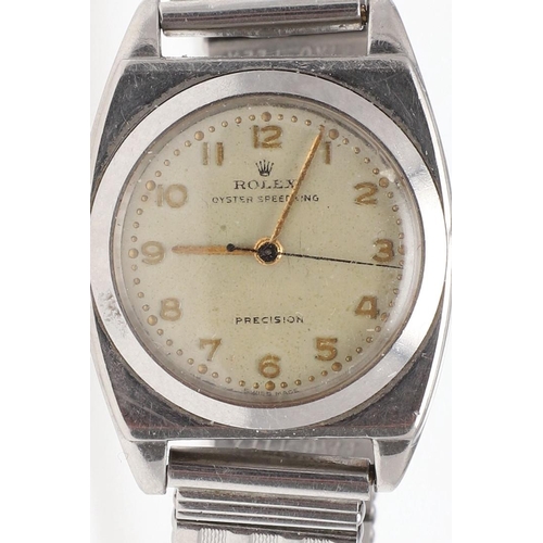 953 - A GENTLEMAN'S STAINLESS STEEL OYSTER SPEEDKING WRISTWATCH BY ROLEX. the signed circular dial with Ar... 