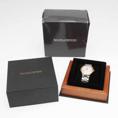 956 - A GENTLEMAN'S STAINLESS STEEL AND 18CT GOLD AUTOMATIC RIVIERA WRISTWATCH BY BAUME & MERCIER. the sig... 