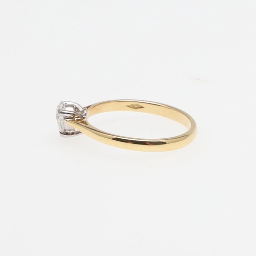 970 - A DIAMOND SOLITAIRE RING. mounted with a pear-shaped diamond, in 18ct gold, 2.4 grams. Size O.  *Con... 