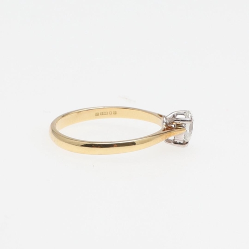 970 - A DIAMOND SOLITAIRE RING. mounted with a pear-shaped diamond, in 18ct gold, 2.4 grams. Size O.  *Con... 