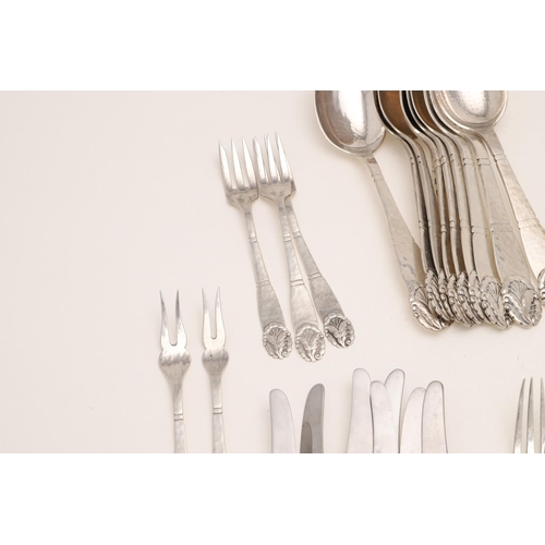 101 - A 20TH CENTURY MATCHED PART-CANTEEN OF DANISH FLATWARE & CUTLERY:-. in a decorative pattern, with a ... 