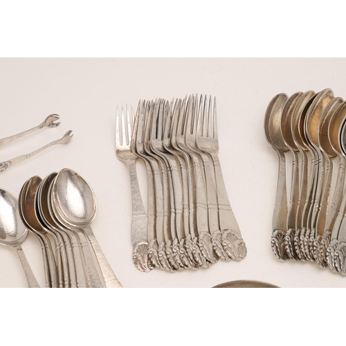 101 - A 20TH CENTURY MATCHED PART-CANTEEN OF DANISH FLATWARE & CUTLERY:-. in a decorative pattern, with a ... 