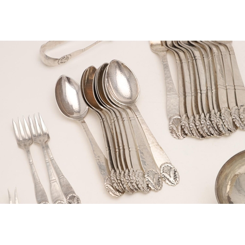 101 - A 20TH CENTURY MATCHED PART-CANTEEN OF DANISH FLATWARE & CUTLERY:-. in a decorative pattern, with a ... 