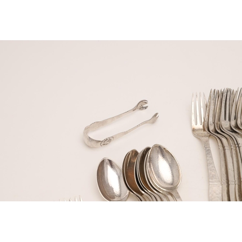 101 - A 20TH CENTURY MATCHED PART-CANTEEN OF DANISH FLATWARE & CUTLERY:-. in a decorative pattern, with a ... 