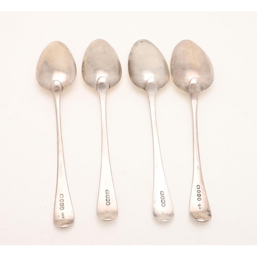 102 - FOUR GEORGE III OLD ENGLISH TABLE SPOONS. three by Stephen Adams, London 1799/1804 and the other by ... 