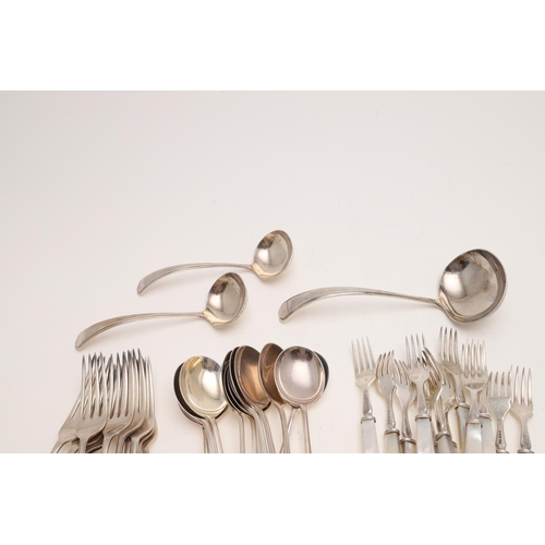 103 - A 20TH CENTURY PART-CANTEEN OF ATHENIAN PATTERN FLATWARE & CUTLERY. to include: 11 table forks, 6 ta... 