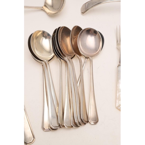 103 - A 20TH CENTURY PART-CANTEEN OF ATHENIAN PATTERN FLATWARE & CUTLERY. to include: 11 table forks, 6 ta... 