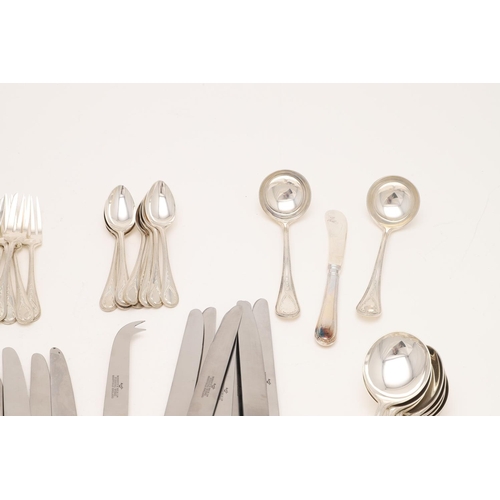 105 - A MODERN PART-CANTEEN OF OLD ENGLISH BEAD PATTERN FLATWARE & CUTLERY. with Bright-cut engraved termi... 