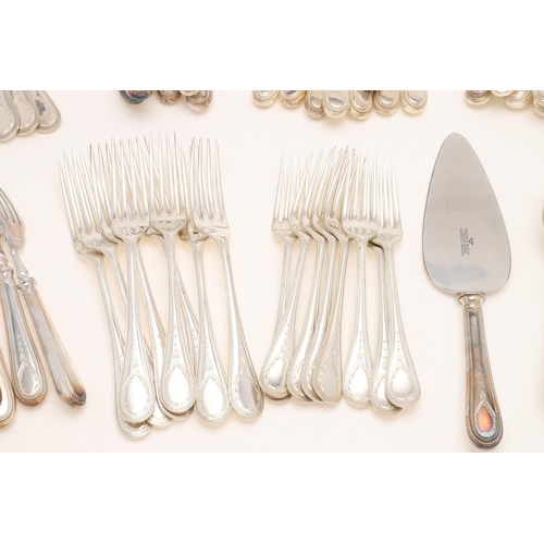 105 - A MODERN PART-CANTEEN OF OLD ENGLISH BEAD PATTERN FLATWARE & CUTLERY. with Bright-cut engraved termi... 