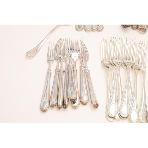 105 - A MODERN PART-CANTEEN OF OLD ENGLISH BEAD PATTERN FLATWARE & CUTLERY. with Bright-cut engraved termi... 