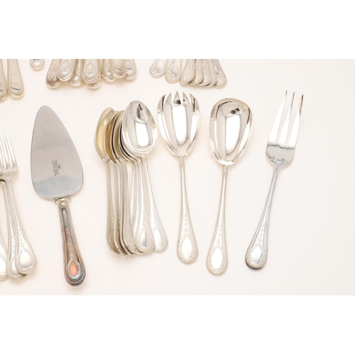 105 - A MODERN PART-CANTEEN OF OLD ENGLISH BEAD PATTERN FLATWARE & CUTLERY. with Bright-cut engraved termi... 