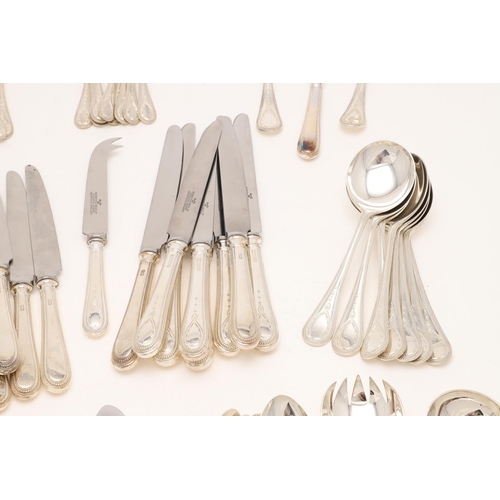 105 - A MODERN PART-CANTEEN OF OLD ENGLISH BEAD PATTERN FLATWARE & CUTLERY. with Bright-cut engraved termi... 