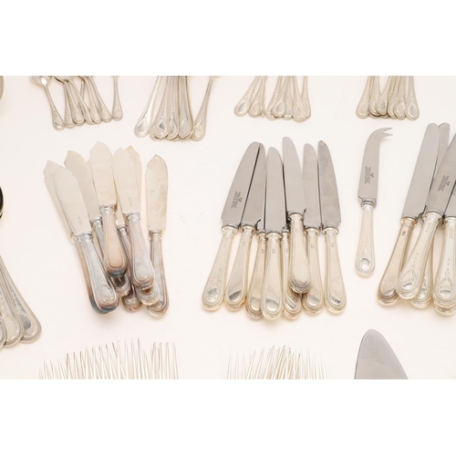 105 - A MODERN PART-CANTEEN OF OLD ENGLISH BEAD PATTERN FLATWARE & CUTLERY. with Bright-cut engraved termi... 